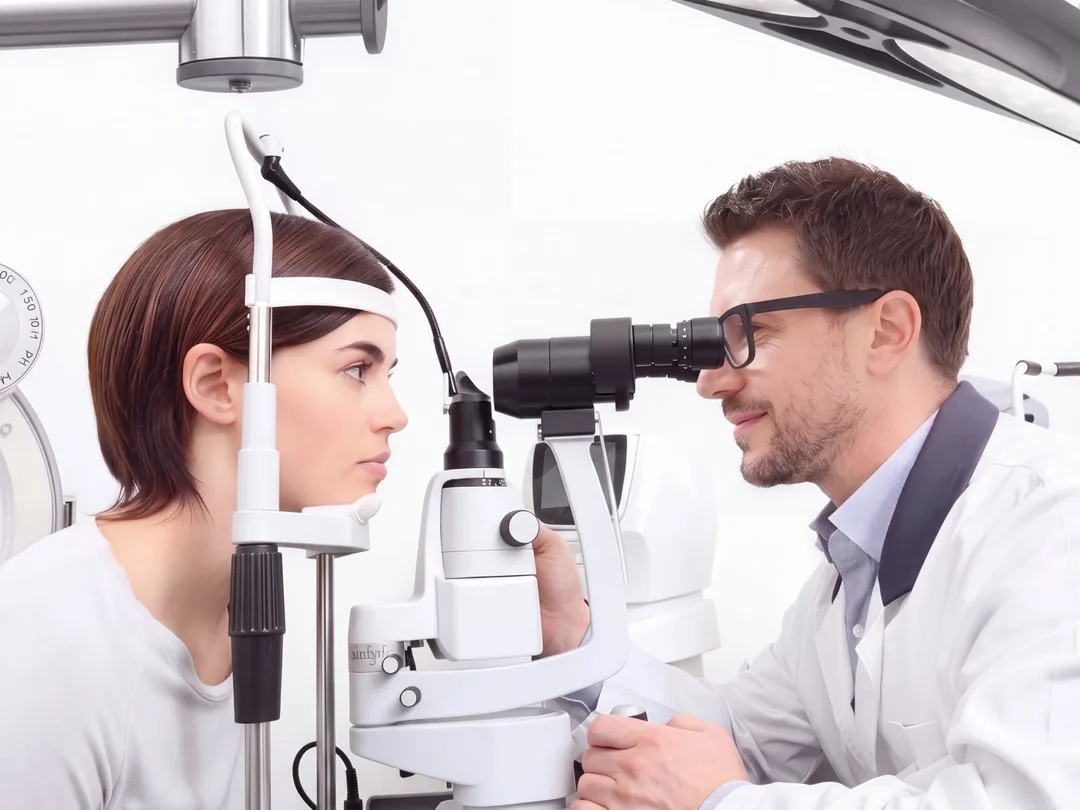 Optometrysta bada wzrok pacjentki w salonie VisionOptyk